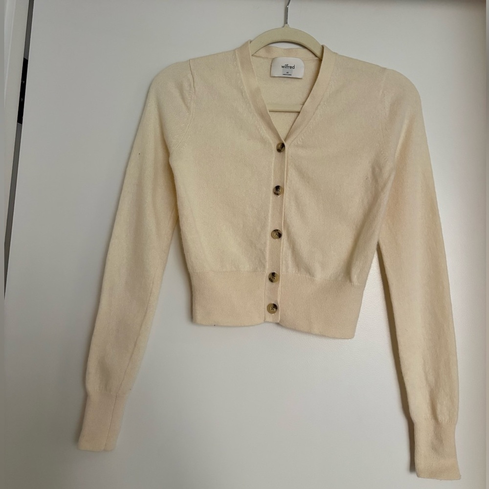 Artizia Wilfred Cashmere Cream Button-Up Cardigan